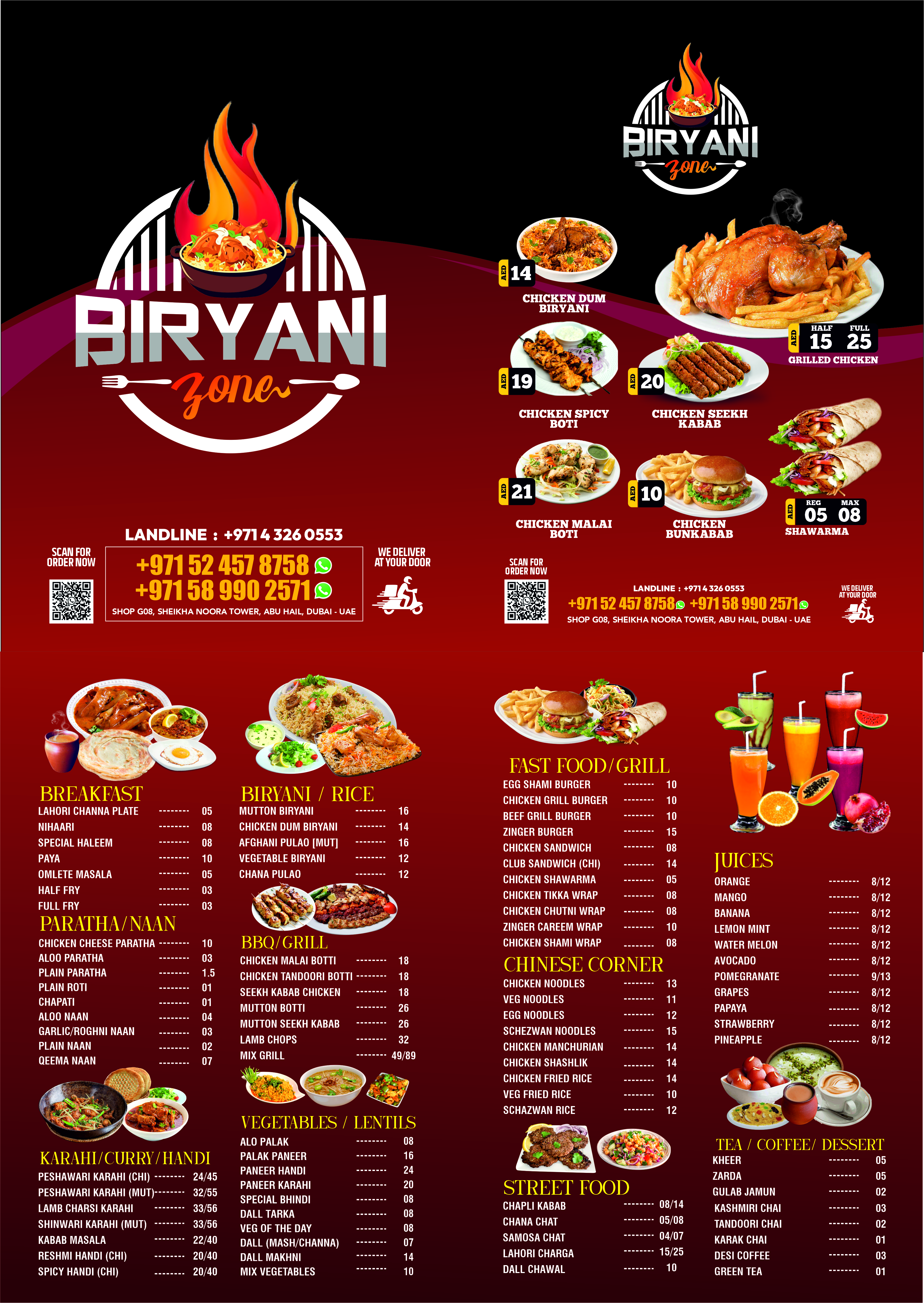 Biryani Zone Menu Design